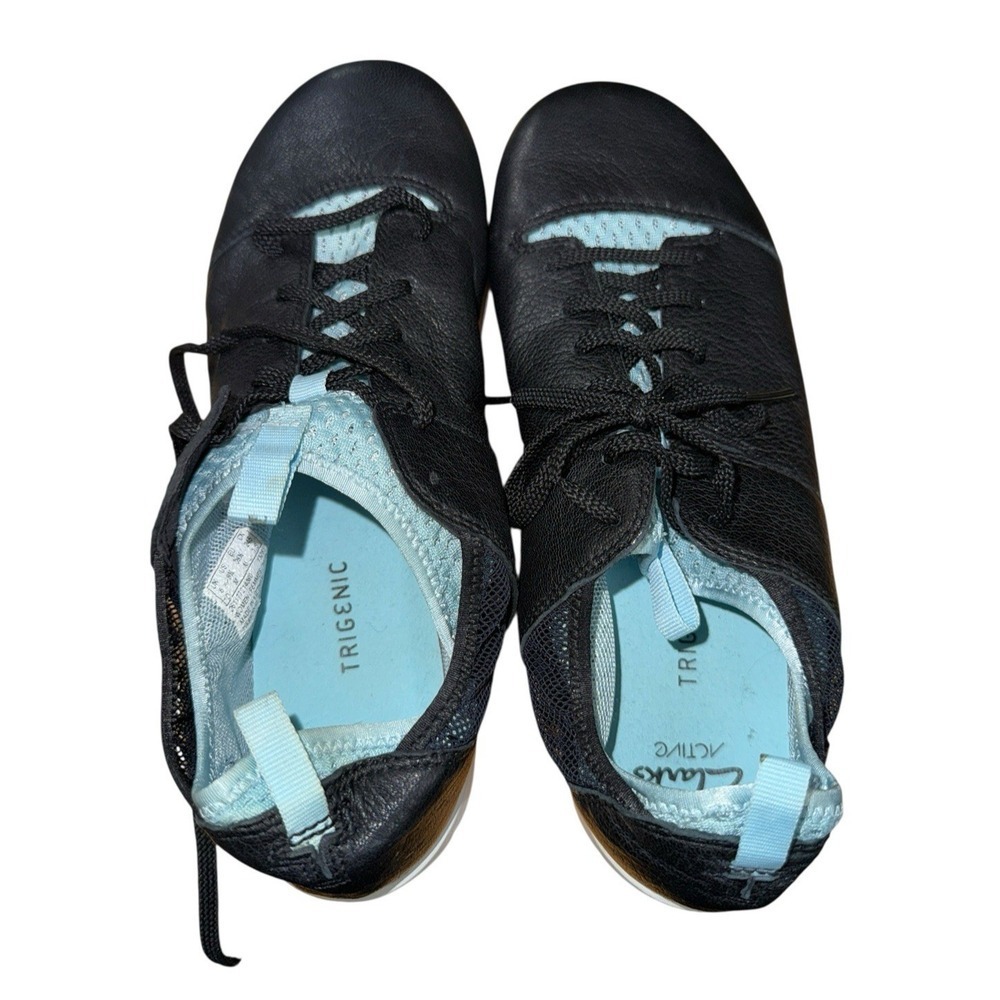 Clarks Trigenic Active Womens 8.5M Pre-Owned Sneakers Black Leather 26117721 - Picture 4 of 13